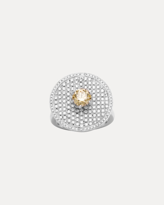 BESPOKE 18CT CHAMPAGNE & WHITE DIAMOND DAVIDES RING