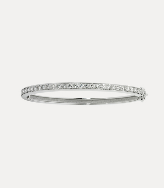18CT WHITE GOLD DIAMOND GRAIN BANGLE