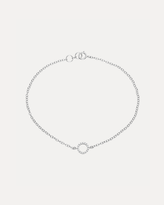 18CT WHITE GOLD DIAMOND MINI CIRCLE BRACELET