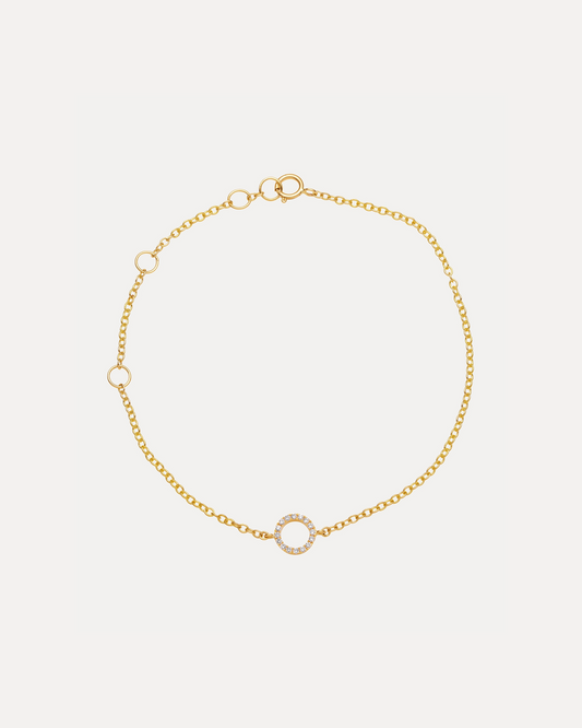 18CT YELLOW GOLD DIAMOND MINI CIRCLE BRACELET