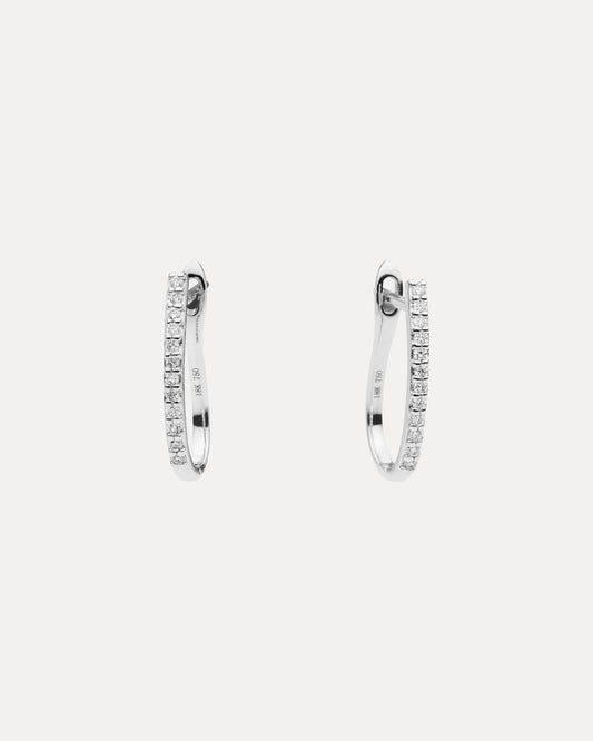 18CT WHITE GOLD OVAL DIAMOND FRANCIS HUGGIE EARRINGS