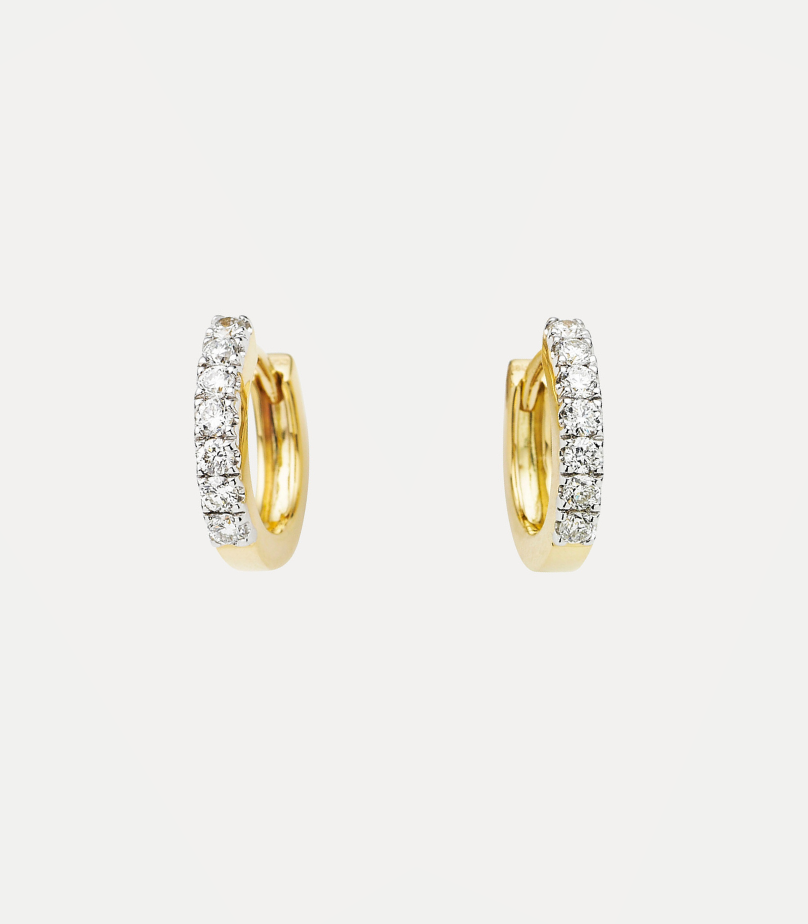 18CT YELLOW GOLD DIAMOND HUGGIE EARRINGS JAN LOGAN – Jan Logan
