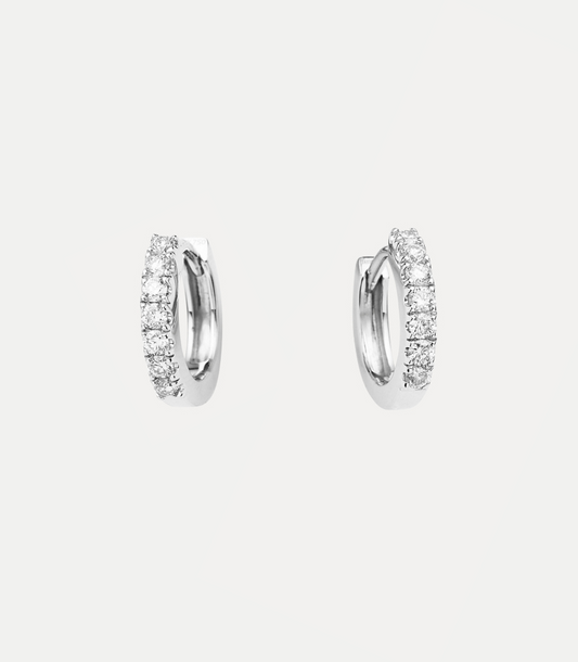 18CT WHITE GOLD DIAMOND HUGGIE EARRINGS