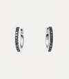 18CT WHITE GOLD BLACK DIAMOND HUGGIE EARRINGS