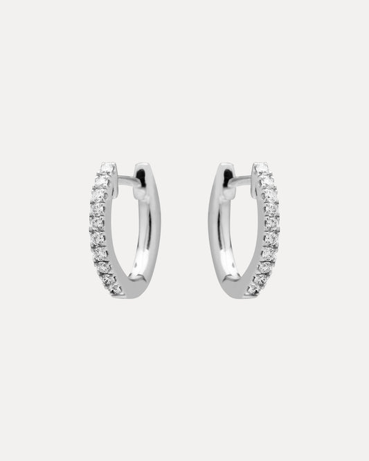 18CT WHITE GOLD DIAMOND BRIGGS HUGGIE EARRINGS