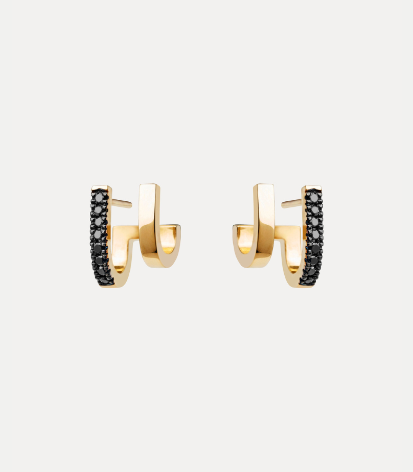 18CT BLACK DIAMOND DOPPIO EARRINGS – Jan Logan - Main Image