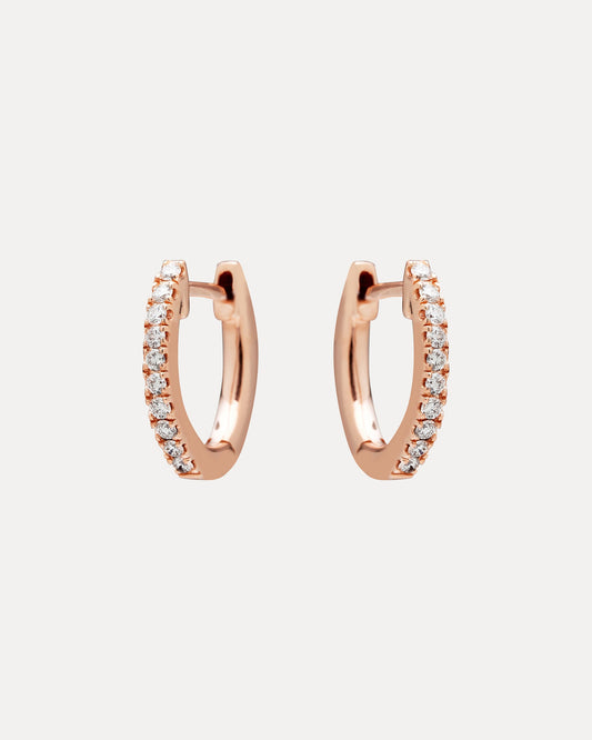 18CT ROSE GOLD DIAMOND BRIGGS HUGGIE EARRINGS