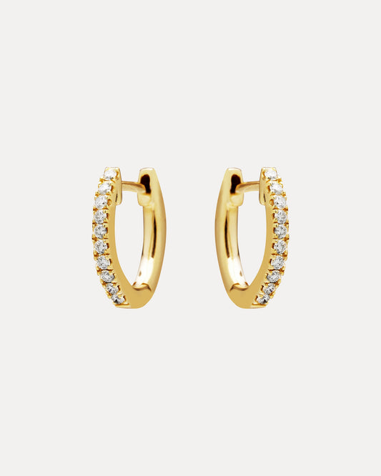 18CT YELLOW GOLD DIAMOND BRIGGS HUGGIE EARRINGS