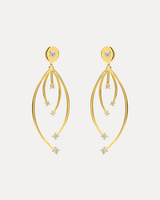 18CT YELLOW GOLD DIAMOND LADY STARDUST EARRINGS