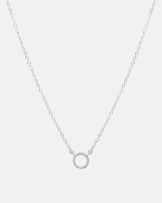 18CT WHITE GOLD DIAMOND MINI CIRCLE PENDANT