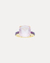 18CT ROSE QUARTZ & RUBY TIVOLI RING