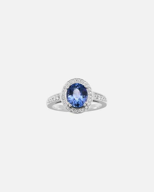 BESPOKE 18CT CEYLON SAPPHIRE & DIAMOND CHELSEA RING