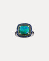 BESPOKE 18CT CUSHION OPAL, SAPPHIRE & TSAVORITE RING