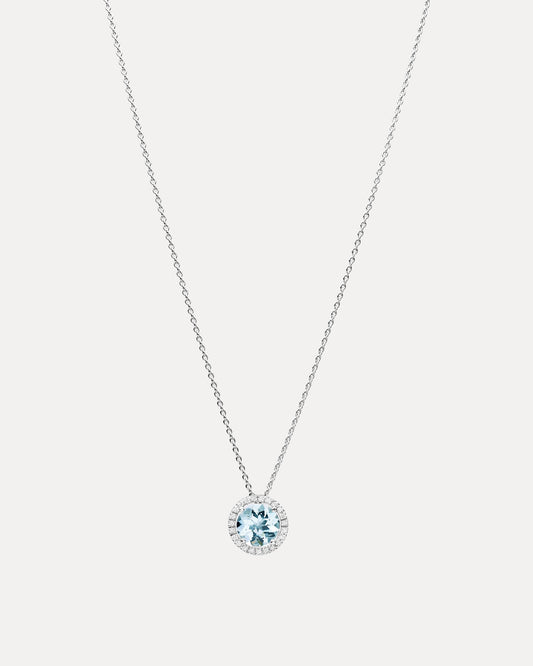 18CT AQUAMARINE & DIAMOND ORBIT PENDANT