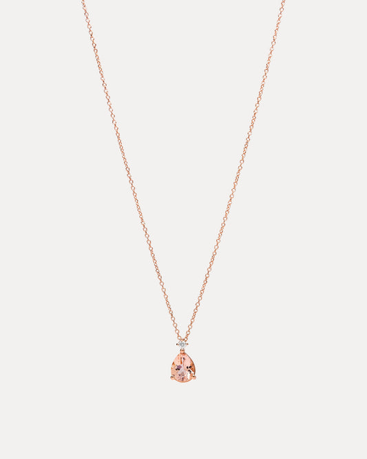 18CT ROSE GOLD PINK MORGANITE & DIAMOND BONNARD PENDANT
