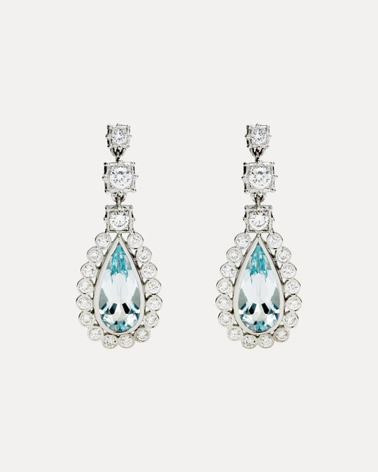 BESPOKE 18CT AQUAMARINE & DIAMOND CAROLINE EARRINGS
