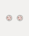 18CT PINK MORGANITE & DIAMOND ORBIT EARRINGS