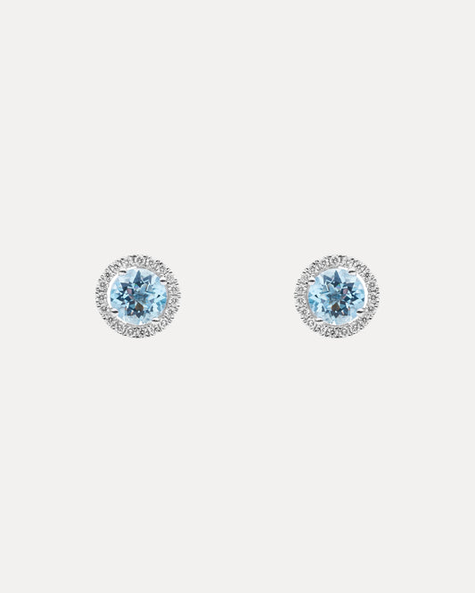 18CT AQUAMARINE & DIAMOND ORBIT EARRINGS