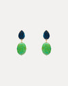 BESPOKE 18CT GREEN TURQUOISE & LONDON BLUE TOPAZ SAMOS EARRINGS