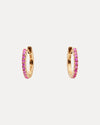 18CT YELLOW GOLD PINK SAPPHIRE HUGGIE EARRINGS
