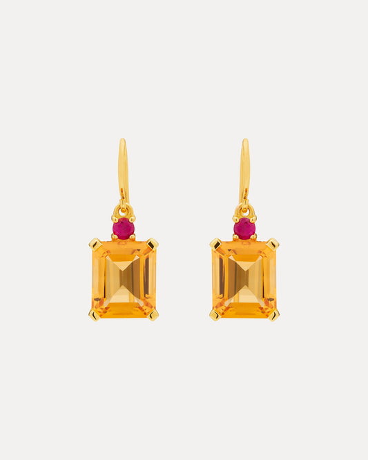 18CT CITRINE & RUBY REDDY EARRINGS