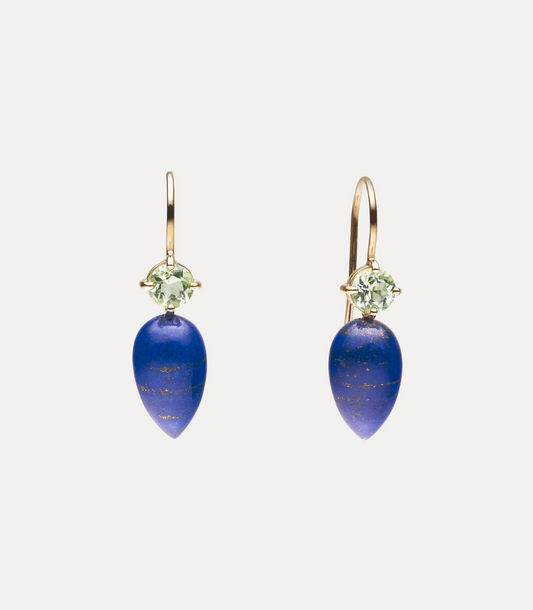 9CT LAPIS & GREEN AMETHYST BRIBIE EARRINGS