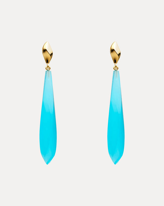 9CT BLUE CHALCEDONY BARRYMORE DROP EARRINGS