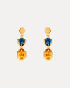 9CT LONDON BLUE TOPAZ & CITRINE ARETHA EARRINGS