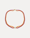 9CT SOUTH SEA PEARL, RUBELLITE & MANDARIN GARNET STEVIE NECKLACE