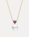 BESPOKE 18CT YELLOW GOLD PINK TOURMALINE & SOUTH SEA PEARL PENDANT