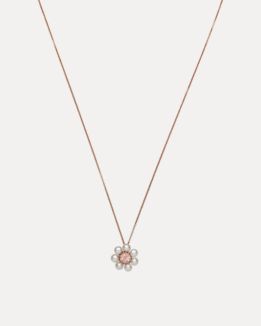 9CT ROSE GOLD, ROSE QUARTZ & PEARL OPHELIA PENDANT