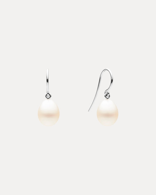 STERLING SILVER PEARL SHEPHERD HOOK EARRINGS