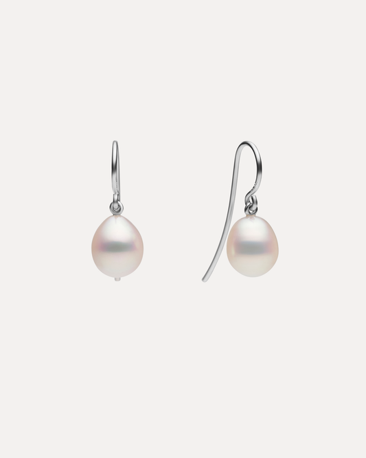 STERLING SILVER PEARL SHEPHERD HOOK EARRINGS