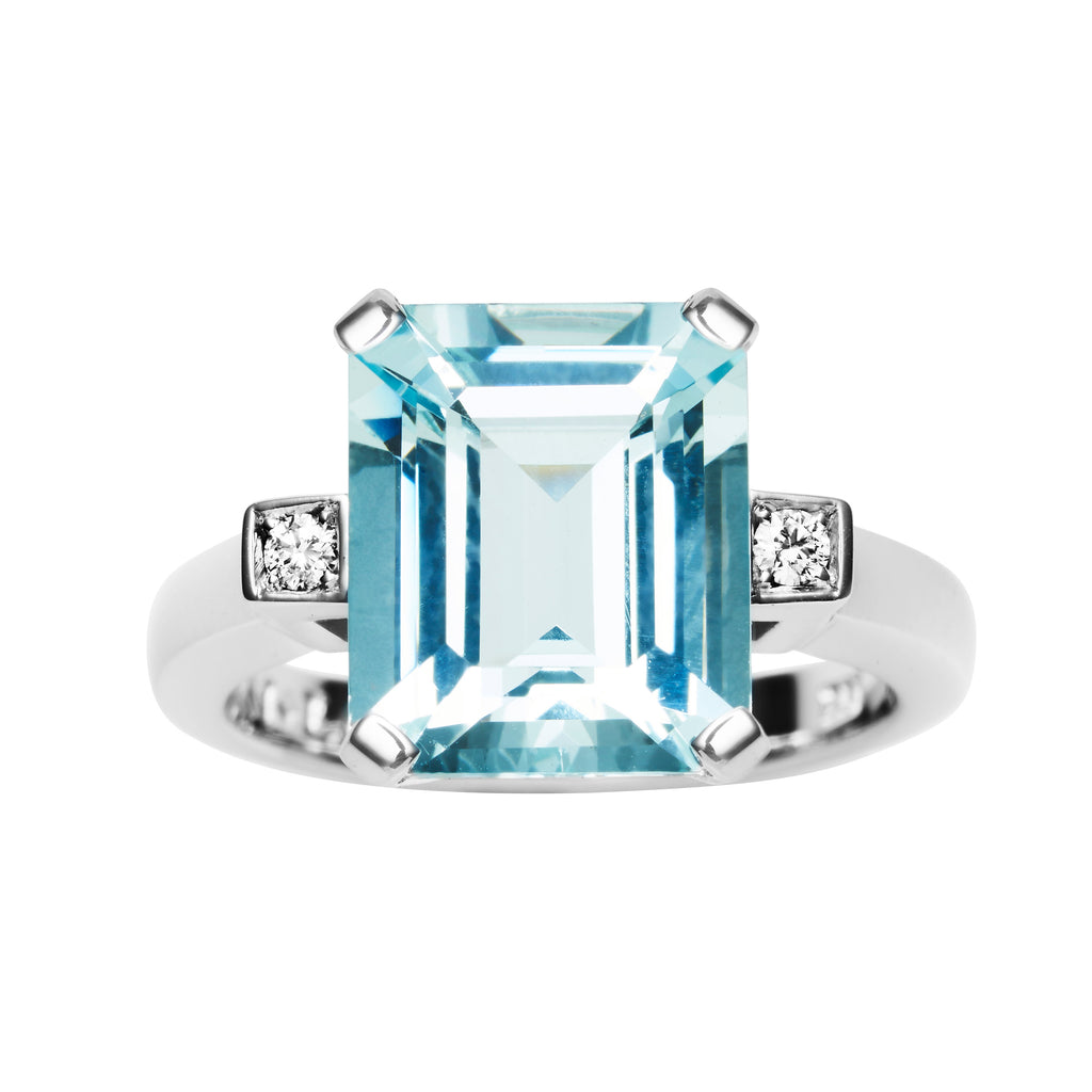 18CT AQUAMARINE DIAMOND HARLOW RING