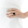 18CT WHITE GOLD ONYX & DIAMOND BIANCA RING