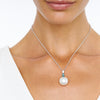BESPOKE 18CT SOUTH SEA PEARL, AQUAMARINE & DIAMOND PENDANT