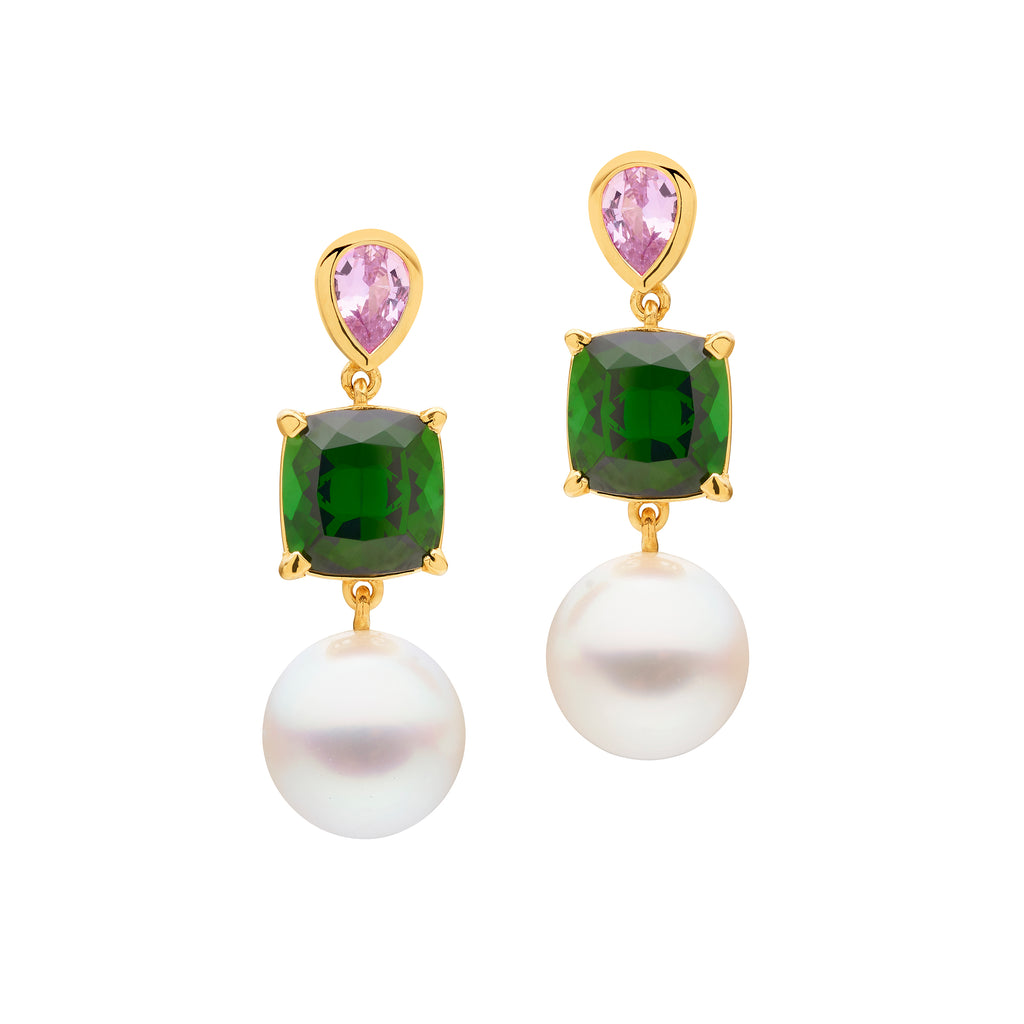 Green pink clearance earrings