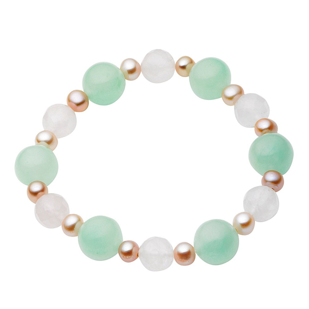 IMOGEN PINK PEARL, JADE AND ROSE QUARTZ BABY ELASTIC BRACELET Jan