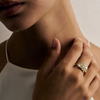 18CT YELLOW GOLD DIAMOND AND PEARL UMA CLUSTER RING