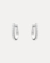 18CT WHITE GOLD OVAL DIAMOND FRANCES HUGGIE EARRINGS