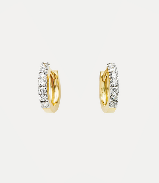 18CT YELLOW GOLD DIAMOND HUGGIE EARRINGS