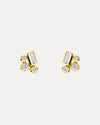 18CT BAGUETTE & ROUND BRILLIANT CUT DIAMOND ODELAY STUD EARRINGS