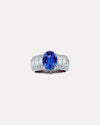 BESPOKE 18CT OVAL CUT CEYLON SAPPHIRE & DIAMOND RING