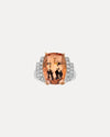BESPOKE 18CT WHITE & ROSE GOLD BARREL PINK MORGANITE & DIAMOND RING