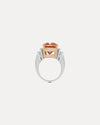 BESPOKE 18CT WHITE & ROSE GOLD BARREL PINK MORGANITE & DIAMOND RING
