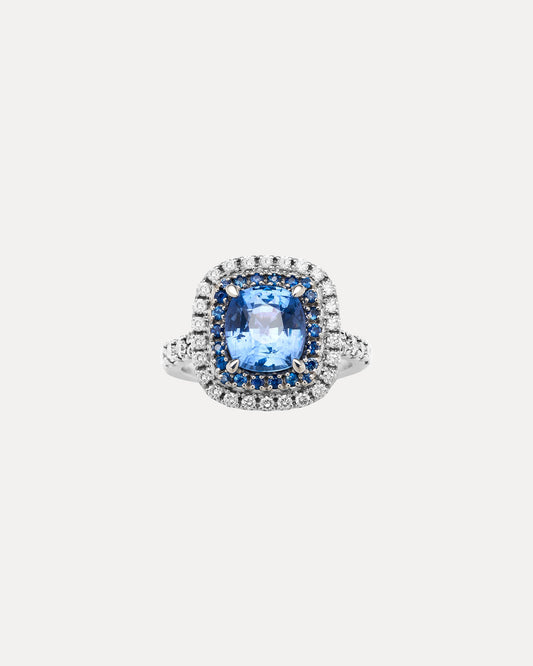BESPOKE 18CT CEYLON SAPPHIRE & DIAMOND RING