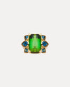 BESPOKE 18CT GREEN TOURMALINE & LONDON BLUE TOPAZ RING