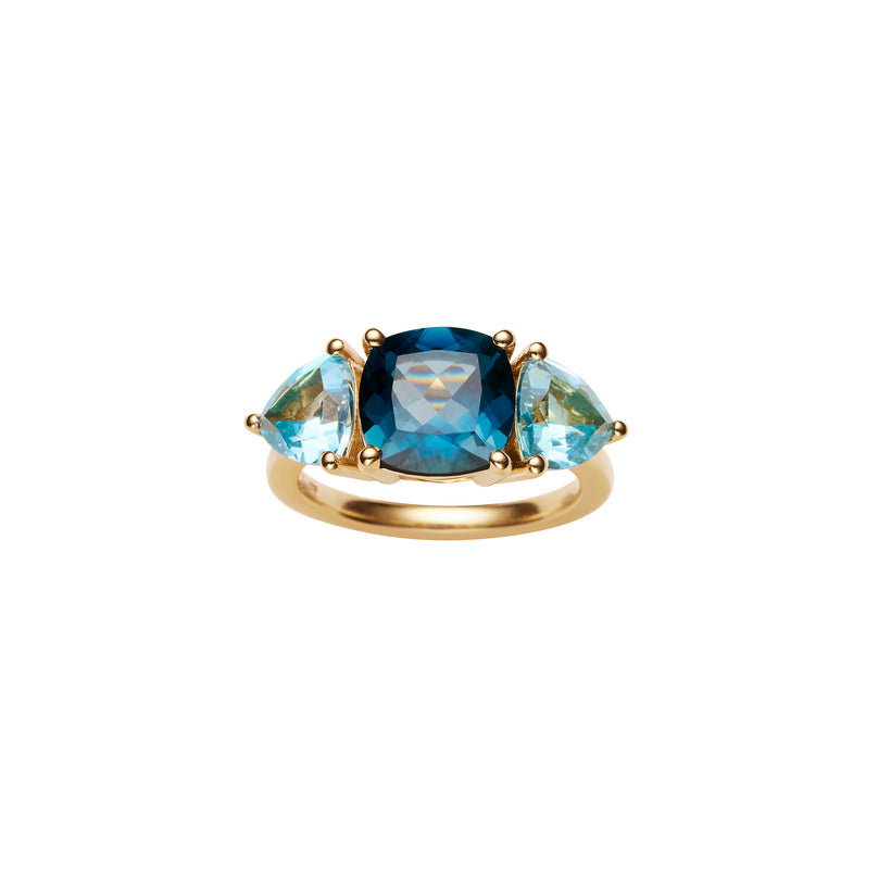 9CT LONDON BLUE TOPAZ & BLUE TOPAZ FONDA RING