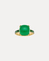 9CT YELLOW GOLD GREEN AGATE & TSAVORITE CAMPION RING
