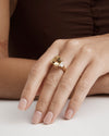 18CT YELLOW BERYL, BAGUETTE & ROUND DIAMOND BESPOKE RING